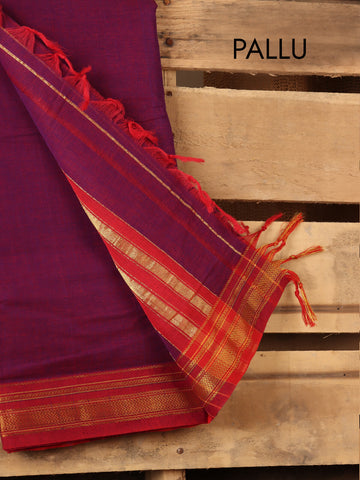 Mangalagiri Pure Cotton Saree - Two Tone Purple