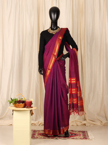 Mangalagiri Pure Cotton Saree - Two Tone Purple