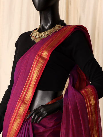 Mangalagiri Pure Cotton Saree - Two Tone Purple