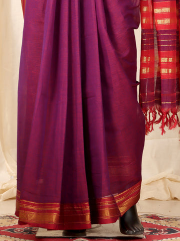Mangalagiri Pure Cotton Saree - Two Tone Purple