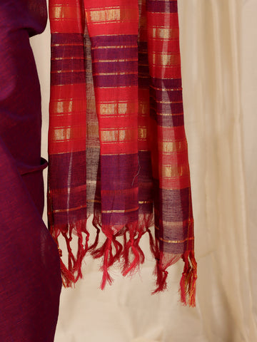 Mangalagiri Pure Cotton Saree - Two Tone Purple